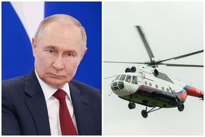 Rusija skelbia, kad Ukrainos dronai atakavo sraigtasparnį, kuriuo skrido Vladimiras Putinas