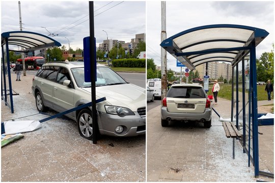 Vilniuje susidūrus dviem lengviesiems automobiliams buvo apgadinta viešojo transporto stotelė