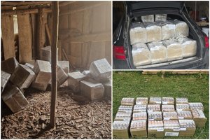 Šalčininkų rajone pasieniečiai aptiko 20 tūkst. pakelių cigarečių ir sulaikė moterį bei penkis vyrus