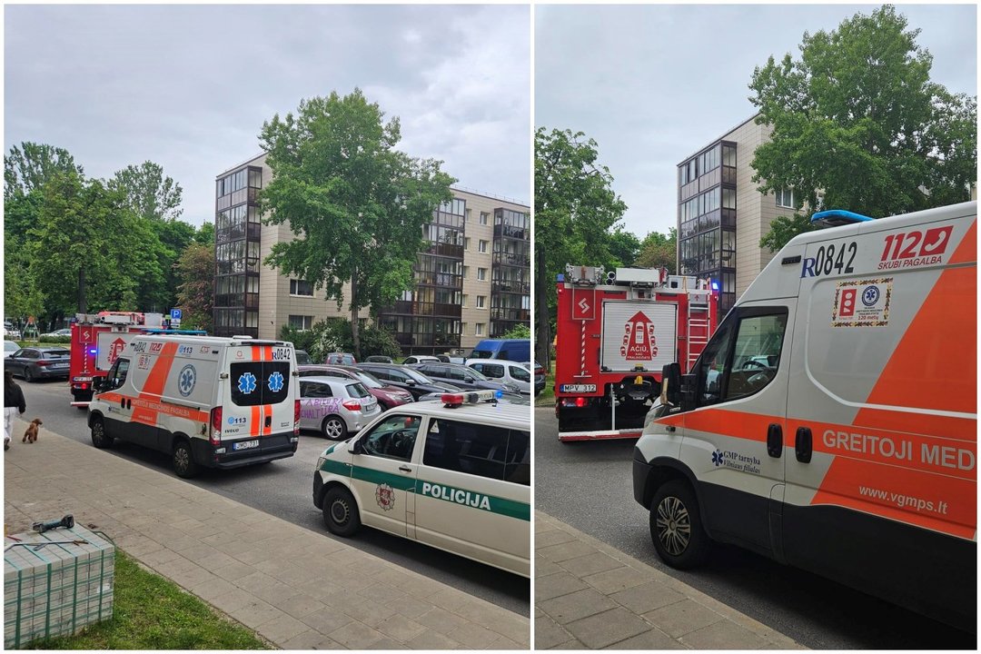 Prie daugiabučio Vilniaus Žirmūnuose sulėkė visos tarnybos – nelaimę pastebėjo baldų montuoti atvykęs meistras
