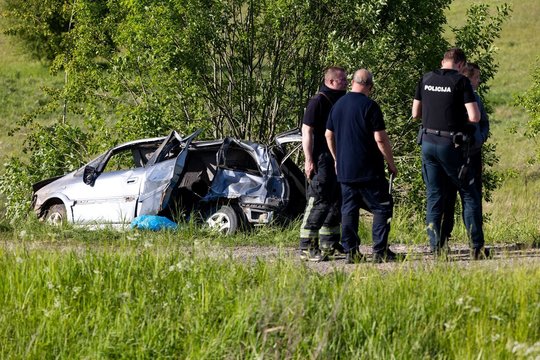 Vaizdai iš avarijos Vilniaus r.: apvirtus „Opel Zafira“ vairuotoją ištraukė jau be gyvybės ženklų