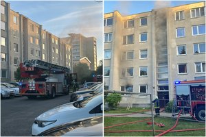 Vilniuje kilo gaisras daugiabučiame name: iš degančio buto išvestas žmogus, evakuoti kitų butų gyventojai