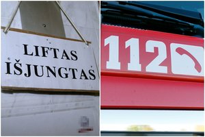 Kaišiadorių ugniagesiai geležinkelio stotyje vadavo lifte įstrigusius žmones su 2 vaikais