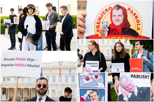 Prie Prezidentūros – protestas prieš G. Palucką: kvietė pasirinkti – „valstybė ar įmonė“