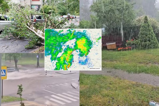 Per Lietuvą slenka liūties debesys: ant automobilių virto medžiai, sinoptikai skelbia, kur lijo smarkiausiai