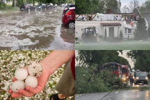 Lenkiją talžė gerokai stipresnė audra: virto medžiai, talžė didžiuliai krušos ledėkai