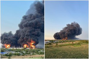 Dar vienas smūgis V. Putino karo mašinai: Rusijoje vėl pasigirdo sprogimai ir iškilo ugnies stulpai