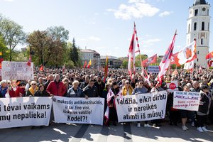 Iš didelio debesies – mažai lietaus: grandiozinis mitingas prie Seimo virto šokiais ir dainomis