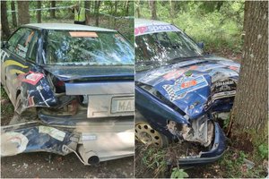 Kupiškio ralyje – šiurpi vieno iš lyderių avarija: „damušė“ mus iki galo