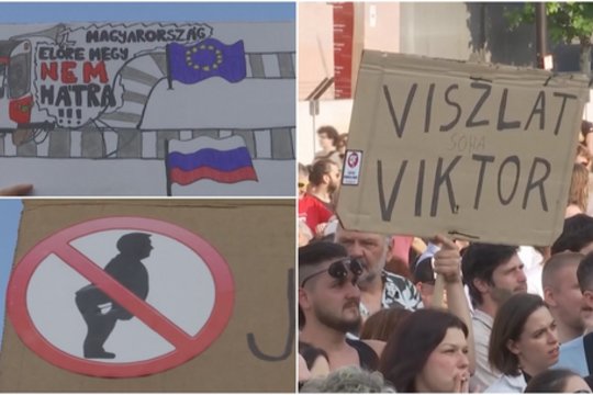 Budapešte – masinis protestas prieš V. Orbaną: skriejo aršios žinutės ir raginimai premjerą sodinti į kalėjimą