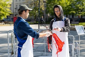 Dar vienas „Tuščių narvų“ protestas prieš VMVT: siekia stabdyti paršelių kastraciją be nuskausminamųjų