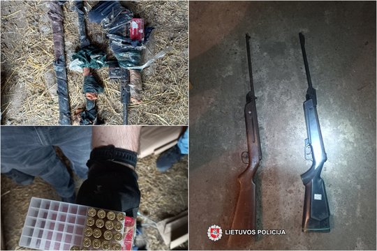 Kalvarijos savivaldybės gyventojo sodyboje pareigūnai aptiko galimai nelegaliai laikomų ginklų arsenalą