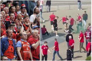 Neramumai prieš LKL finalo mačą: „Ryto“ sirgaliai dėl vėliavos suspardė „Žalgirio“ aistruolį 