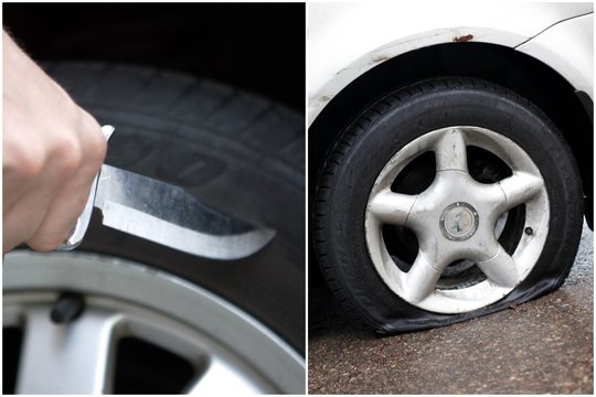 Panevėžyje per naktį subadytos 8 automobilių padangos – piktadariai nežinomi