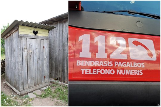 Raseinių ugniagesių iškvietimas: nuo kelio važiuojamosios dalies patraukti medinį lauko tualetą