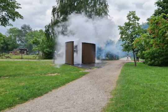 Gaisras Kauno Kalniečių parke: atvira liepsna degė tualetas