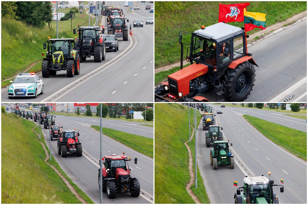 Į Vilnių rieda ūkininkų traktoriai.<br> Lrytas koliažas