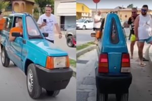 Plotis – tik 50 centimetrų: Italijoje sukurtas siauriausias pasaulyje automobilis