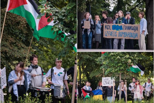 Izraelio ministro vizito metu – protestas prie URM: kritikuoja Lietuvos poziciją dėl padėties Gazoje