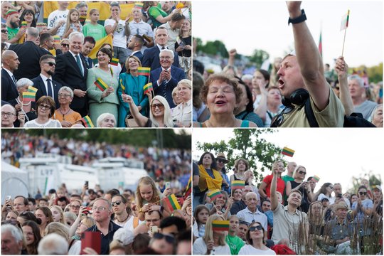 Lietuva suskambo vienu balsu – Tautišką giesmę prie Neries giedojo ir G. Nausėda