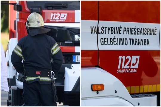 Ugniagesiai Klaipėdoje gelbėjo į požeminį šiukšlių konteinerį įkritusį vyrą