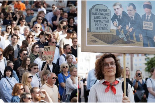 Minios žmonių atvyko į protestą „Sureikšminkim“: netrūksta ironiškų plakatų ir žinučių prezidentui