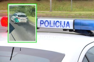 Užfiksavo juoduose dūmuose paskendusį policijos automobilį: paaiškino, kas nutiko