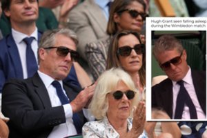 Gerbėjai pašėlo: Vimbldone šalia karalienės Camillos sėdėjęs garsusis Hugh Grantas patyrė fiasko