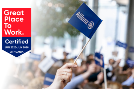Allianz Lietuva pelnė prestižinį „Great Place to Work®“ sertifikatą. Ką labiausiai vertina įmonės darbuotojai?