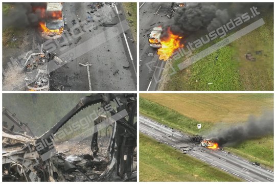 Kaip atrodo susišaudymo su į Lietuvą įsiveržusiu nusikaltėliu vieta: kadruose – liepsnos