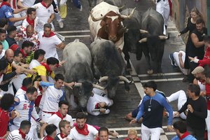 Per šeštąjį šiais metais bulių bėgimą Pamplonoje sužeisti penki žmonės