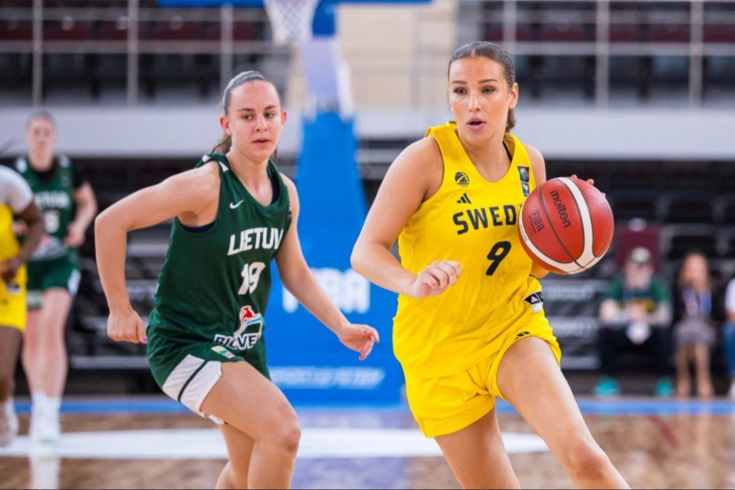 Lietuvos aštuoniolikmečių merginų rinktinės dvikova su Švedija Europos čempionato pusfinalyje.<br>FIBA nuotr.