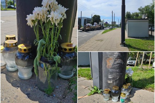 Šalia stotelės Žirmūnuose – kraupios tragedijos ženklai: nugulė gėlės ir uždegtos žvakės