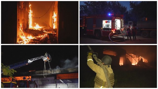 Rusijos dronai toliau skrieja į Ukrainą: praneša apie didžiulius gaisrus