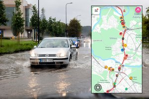 JUDU informuoja apie sostinėje apsemtą kelio ruožą: formuojasi spūstys