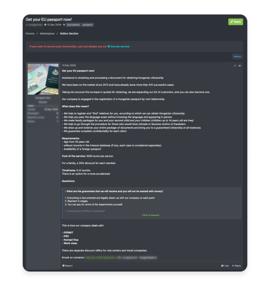 Kelionių dokumentai tamsiajame internete.