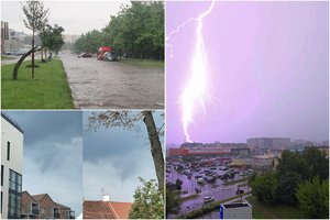 Vėl skęsta Vilnius: užfiksavo ir viesulo užuomazgą, trankėsi žaibai