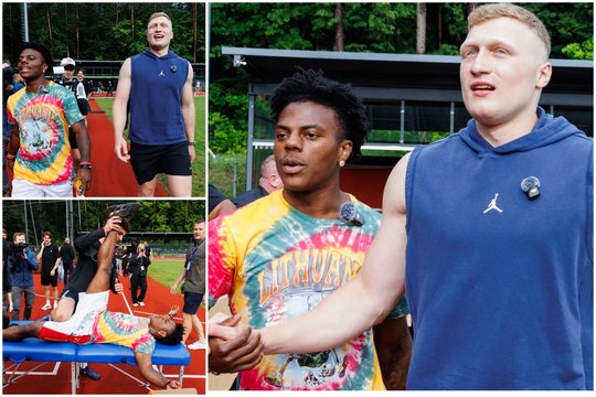 Vilniuje – IShowSpeed ir M. Aleknos susitikimas: olimpinis vicečempionas svečią mokė mesti diską