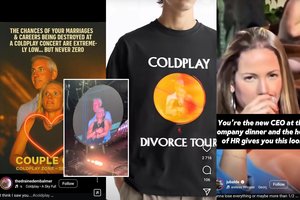 Technologijų magnato neištikimybės skandalas tapo humoristų taikiniu: sukūrė marškinėlius ir „Coldplay“