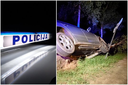 Girtas kaip pėdas vairuotojas Kauno r. savo „Audi“ įvairavo į medį – kartu su keleive atsidūrė ligoninėje