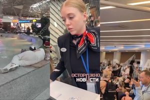 Chaosas ir pyktis Rusijos oro uostuose: buvo priversti miegoti bet kur, kur rado vietos