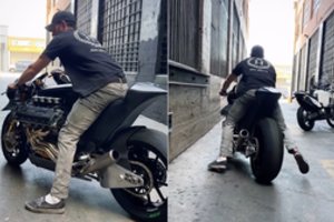  Sukūrė tikrą monstrą: pristato unikalų motociklą „Ferrari“