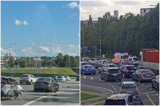 Vilniuje „Volvo“ apdaužė du automobilius ir užšoko ant šaligatvio – ekipažas pabėgo