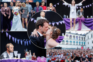 Teatro šventė po atviru dangumi: Oskaro Koršunovo „Vestuvės“ subūrė begalę žiūrovų