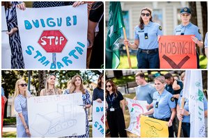 „Dvigubi standartai“ ir „Mobingui ne“: prie Vyriausybės – protestas dėl spaudimo Lietuvos kalėjimų tarnybos direktoriui