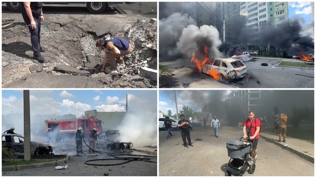 Į Charkivą skriejo sklendžiančios Rusijos bombos: sužeistųjų mažiausiai 33