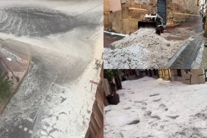 Vaizdai iš Ispanijos pribloškia: gatvės virto šerbeto upėmis, kruša išdaužė automobilių langus