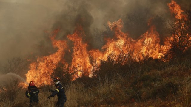 Graikijoje vyraujant karščio bangai – fiksuojami siaučiantys miškų gaisrai