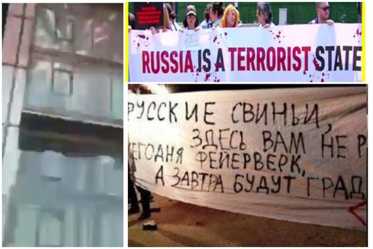 Tbilisyje be gailesčio protestuojama prieš Rusijos fechtuotojus: išvadinti kiaulėmis, naktį trikdytas jų miegas