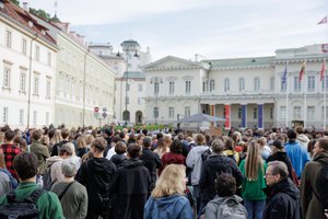 Daukanto aikštėje įvyko protestas: dalyviai klausė prezidento, kur jo stuburas